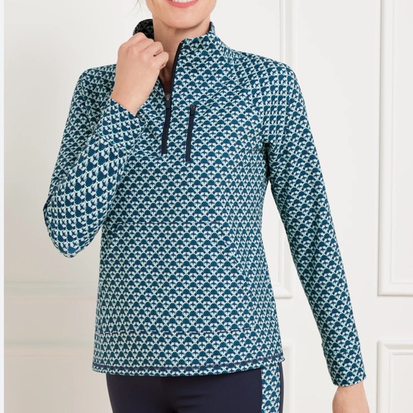 Talbots Tops - T by Talbots OUT & ABOUT HALF-ZIP PULLOVER - FASCINATING SCALLOP Sz M Sporty